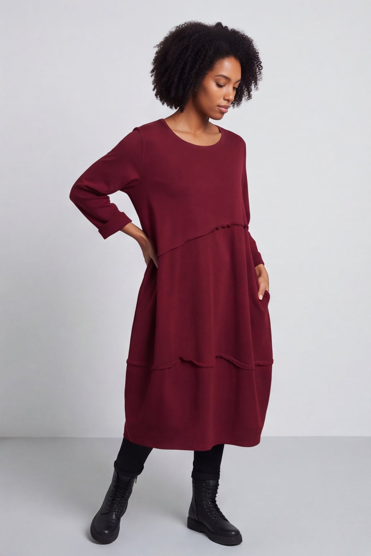 Minnie Seam Detail Cotton Tunic Wine – image 2 of 6