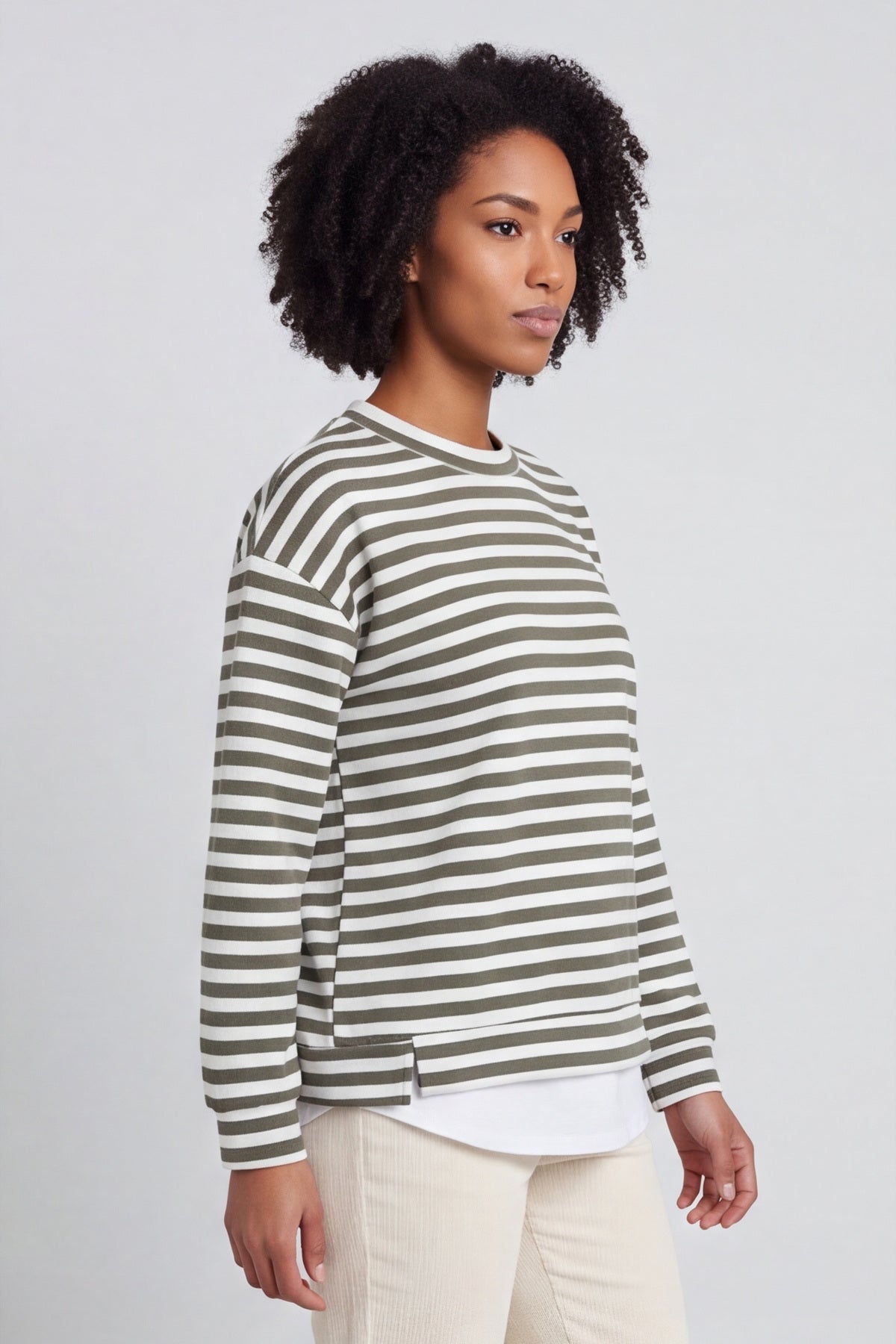 Capricia Stripe Top Khaki – image 2 of 6