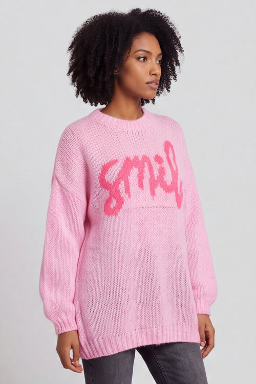 Smile Knitted Jumper Pink – image 2 of 6