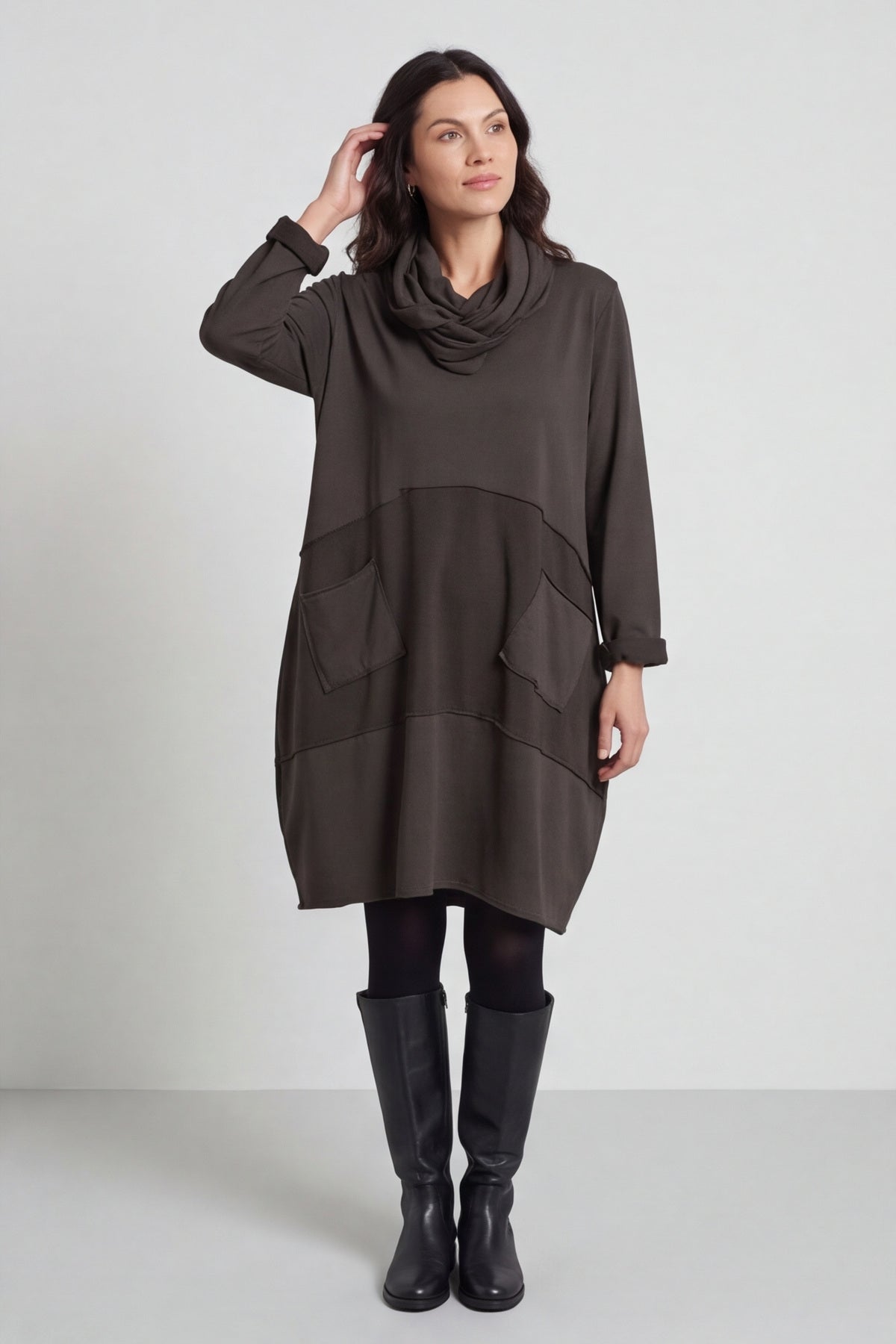 Rizo Snood Cotton Dress Cocoa – image 2 of 6