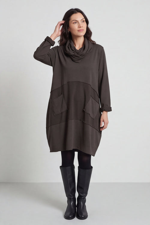 Rizo Snood Cotton Dress Cocoa – image 2 of 6