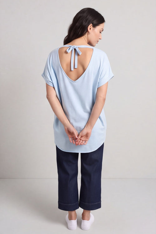 Porthcurno Tie Back Cotton Top Light Blue – image 2 of 5