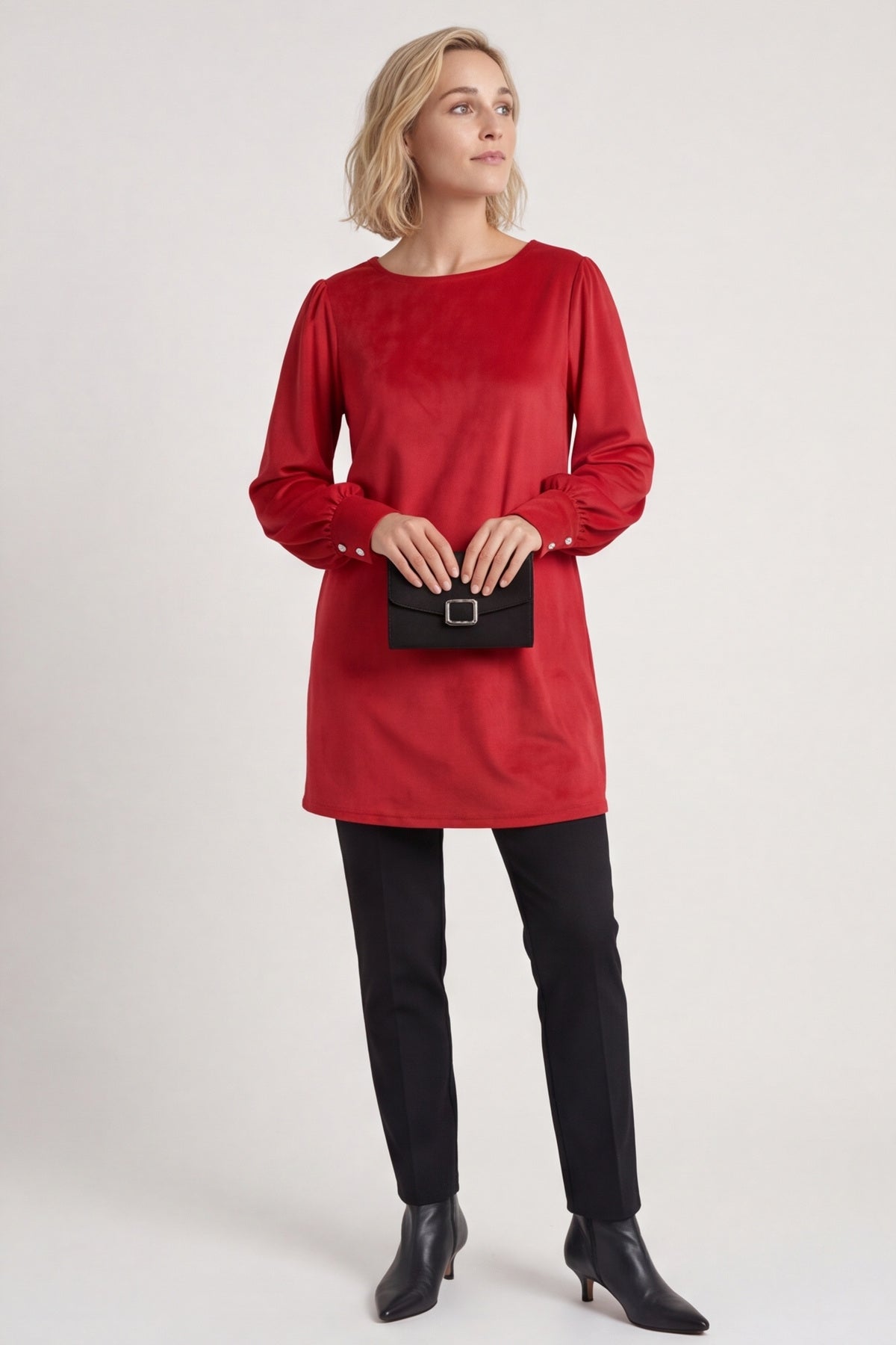 Zannah Button Back Tunic Red – image 2 of 6