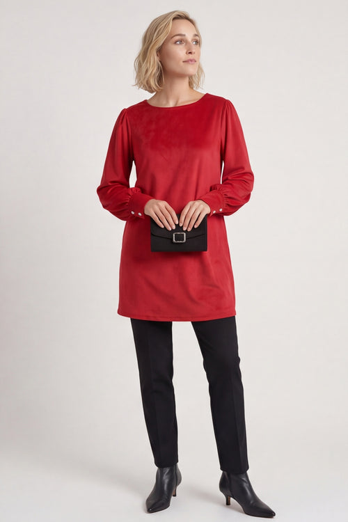 Zannah Button Back Tunic Red – image 2 of 6