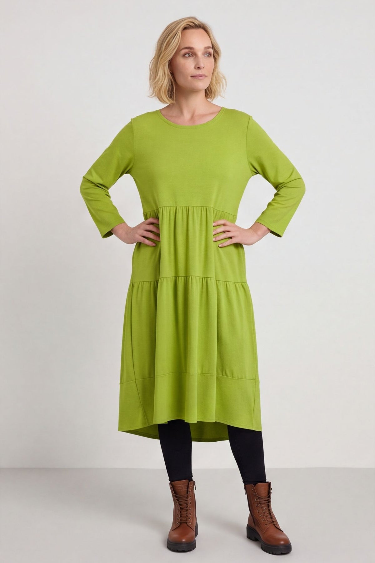 Callady Tiered Cotton Dress Green – image 2 of 3