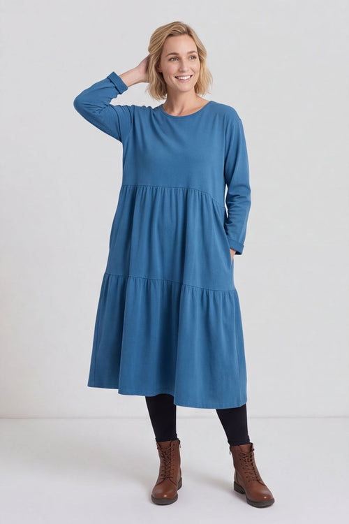 Petunia Tiered Cotton Dress Teal – image 2 of 6