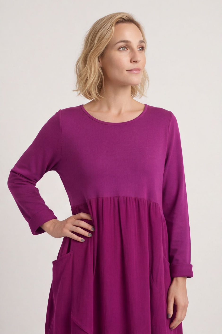 Regana Cotton Dress Berry – image 1 of 5