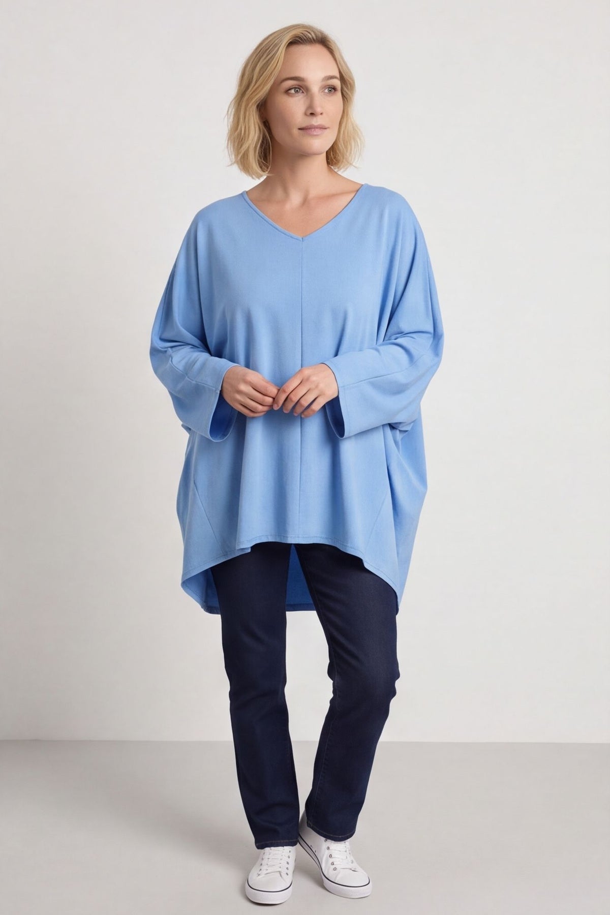 Annabelle V-Neck Cotton Top Powder Blue – image 2 of 5