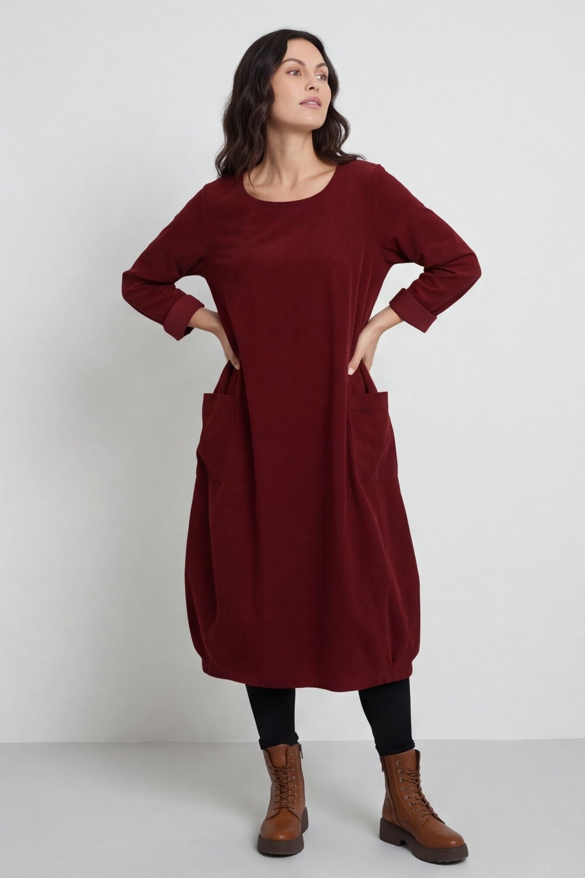 Liora Needlecord Dress Wine – image 2 of 6