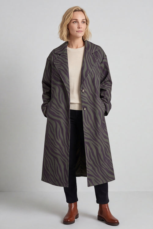 Jenna Zebra Print Coat Khaki – image 2 of 6