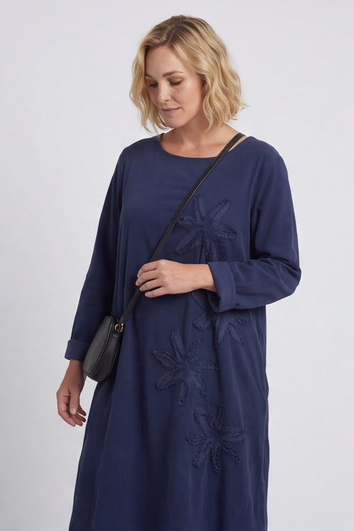 Florina Flower Patch Needlecord Dress Navy – image 2 of 6