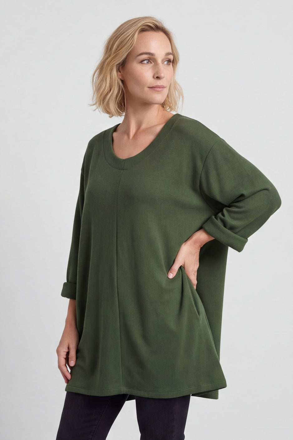 Beverley Oversize Knitted Top Khaki – image 2 of 6