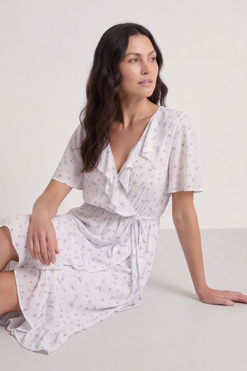 Etienne Floral Wrap Dress Grey – image 1 of 4