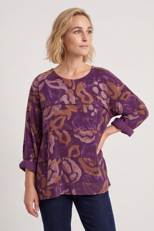 Doreen Print Needlecord Top Purple – image 2 of 6
