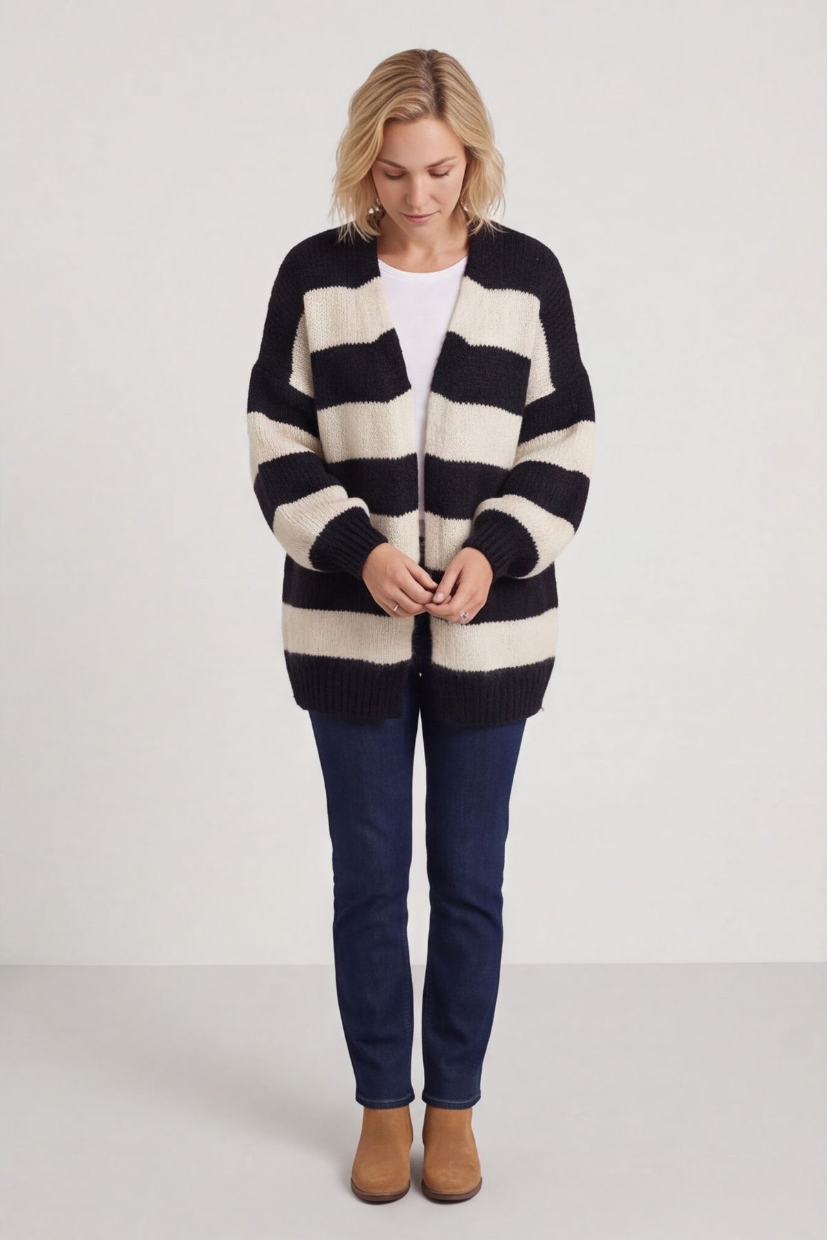 Kennedy Stripe Knitted Cardigan Navy – image 2 of 6