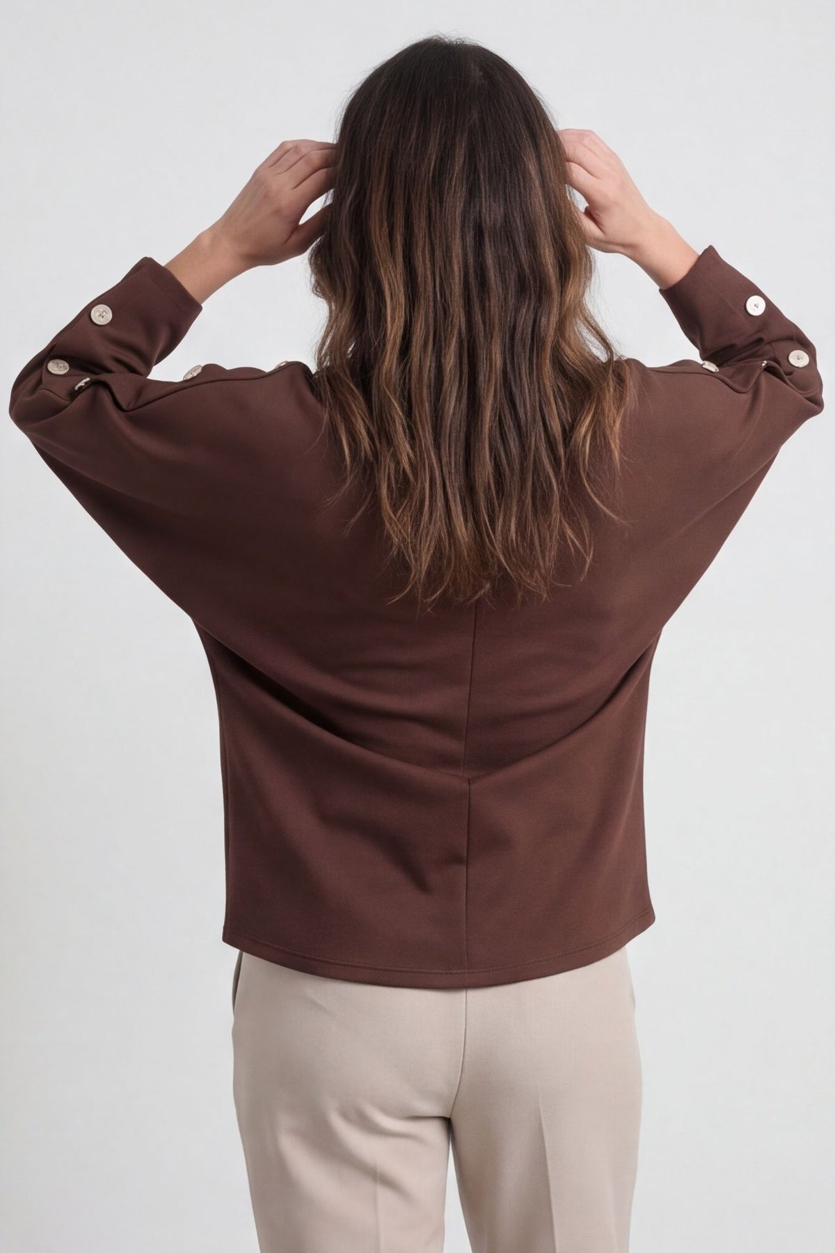 Lesley Button Top Cocoa – image 2 of 6