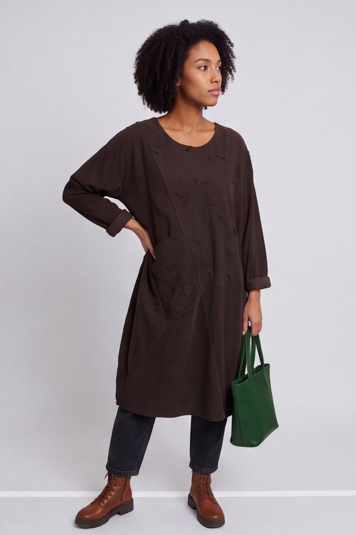 Laurie Needlecord Dress Cocoa – image 2 of 6