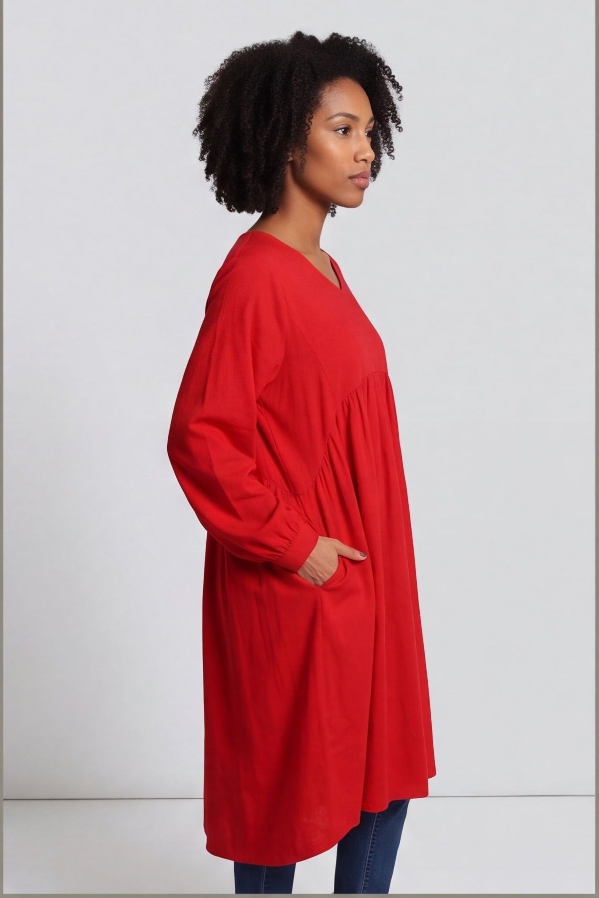 Eliza Cotton Dress Red – image 2 of 6