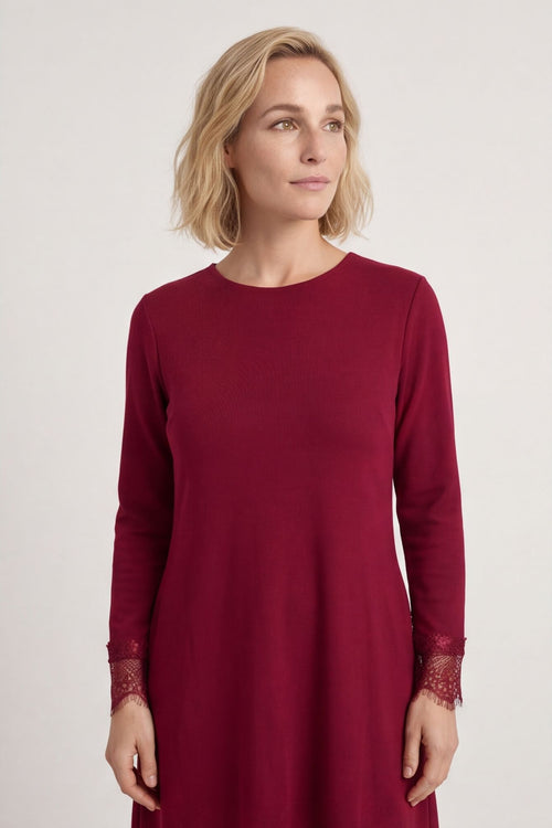 Merinda Lace Detail Dress Wine – image 2 of 6