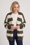 Kennedy Stripe Knitted Cardigan Khaki – image 1 of 5
