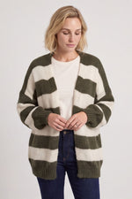 Kennedy Stripe Knitted Cardigan Khaki Khaki - Kennedy Stripe Knitted Cardigan Khaki – image 1 of 5