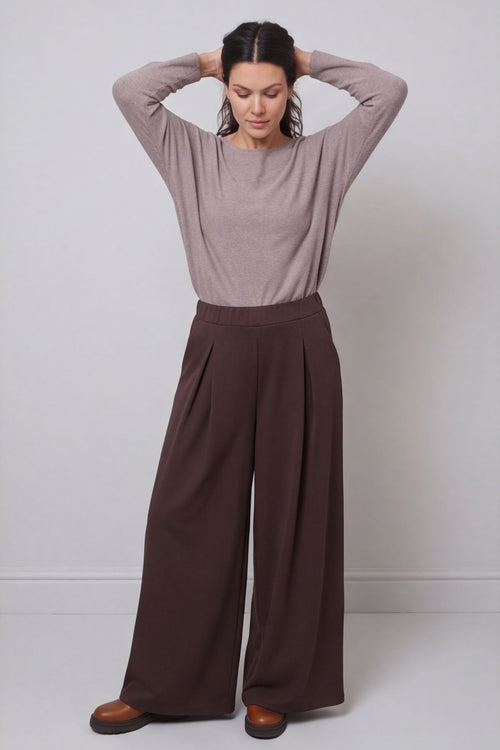 Trish Wide Leg Cotton Trousers Cocoa – image 2 of 4