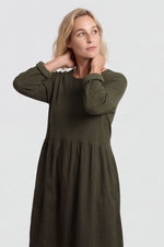 Tina Ribbed Detail Cotton Dress Khaki Khaki - Tina Ribbed Detail Cotton Dress Khaki – image 2 of 6