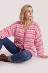 Merlyn Stripe Tie Knitted Cardigan Fuchsia – image 2 of 6