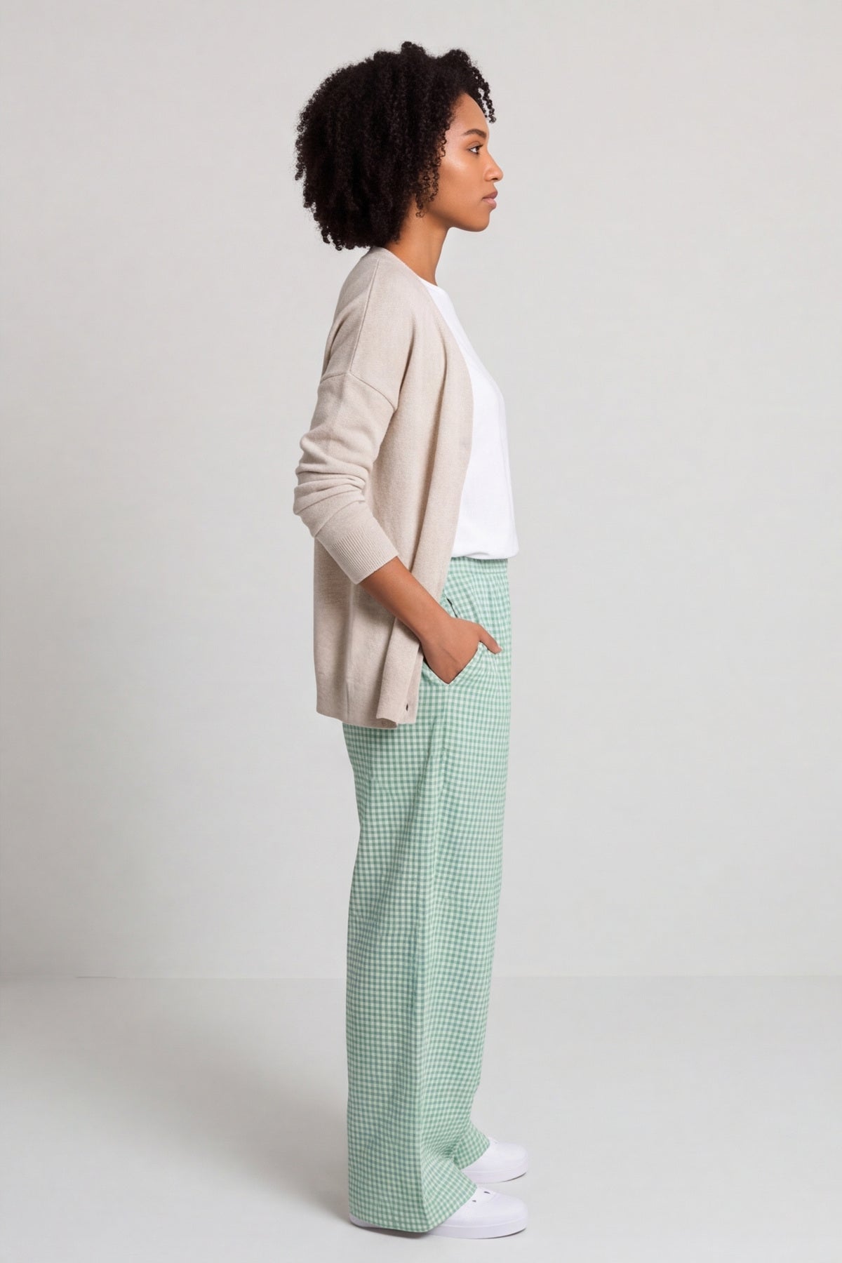 Cataleya Gingham Cotton Trousers Green – image 2 of 4