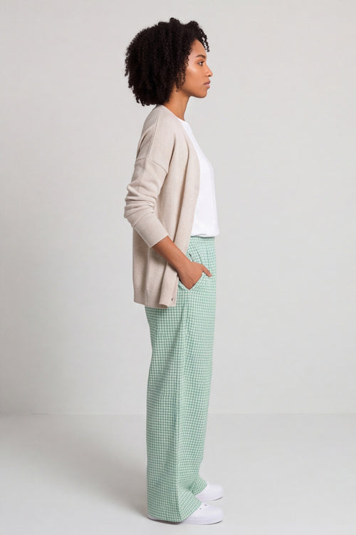 Cataleya Gingham Cotton Trousers Green – image 2 of 4