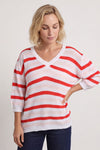 Gladys Stripe Knit Cotton Top Red – image 2 of 6