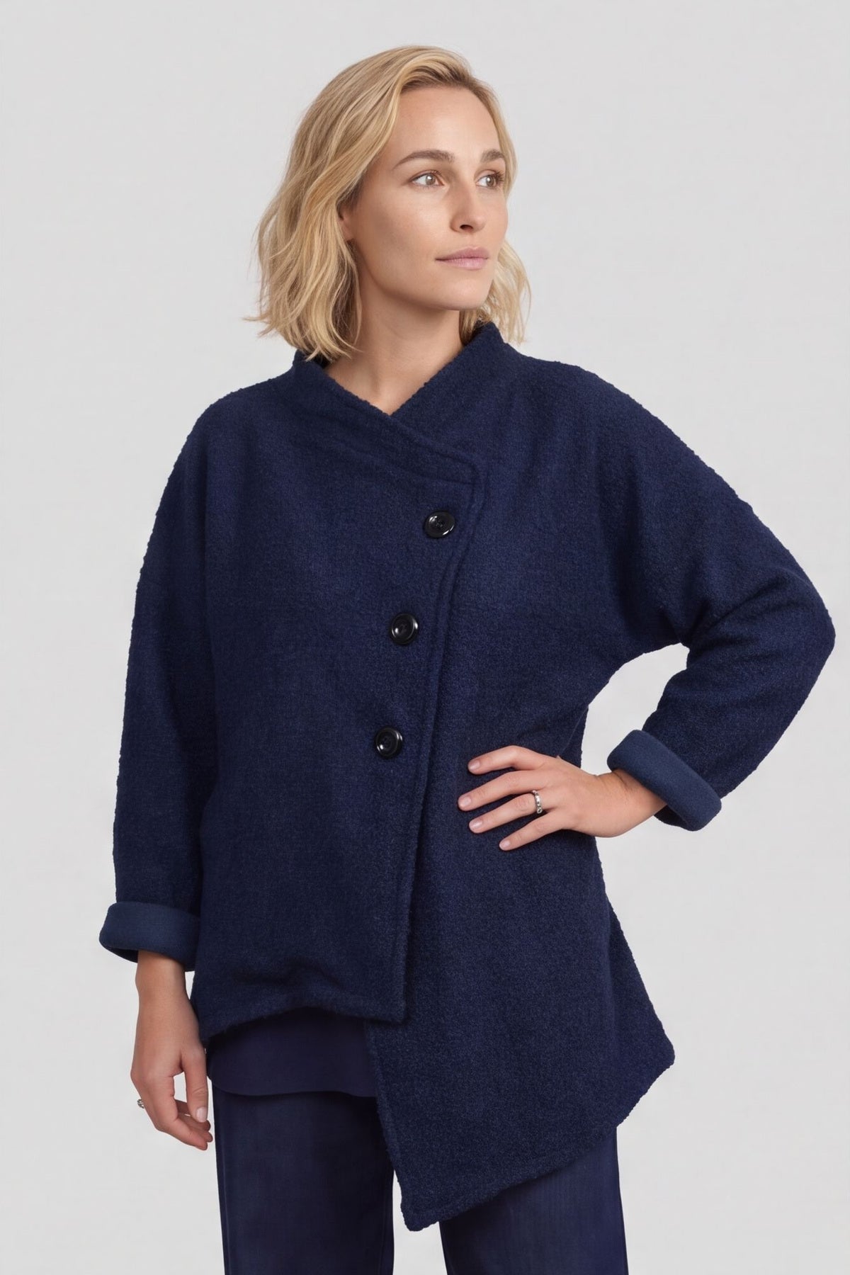 Shona Boucle Jacket Navy – image 2 of 5