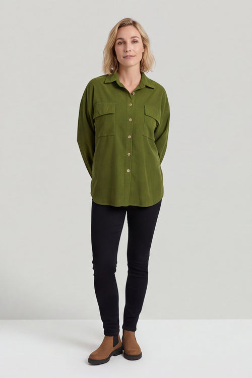 Tonya Needlecord Jacket Olive - Image 3