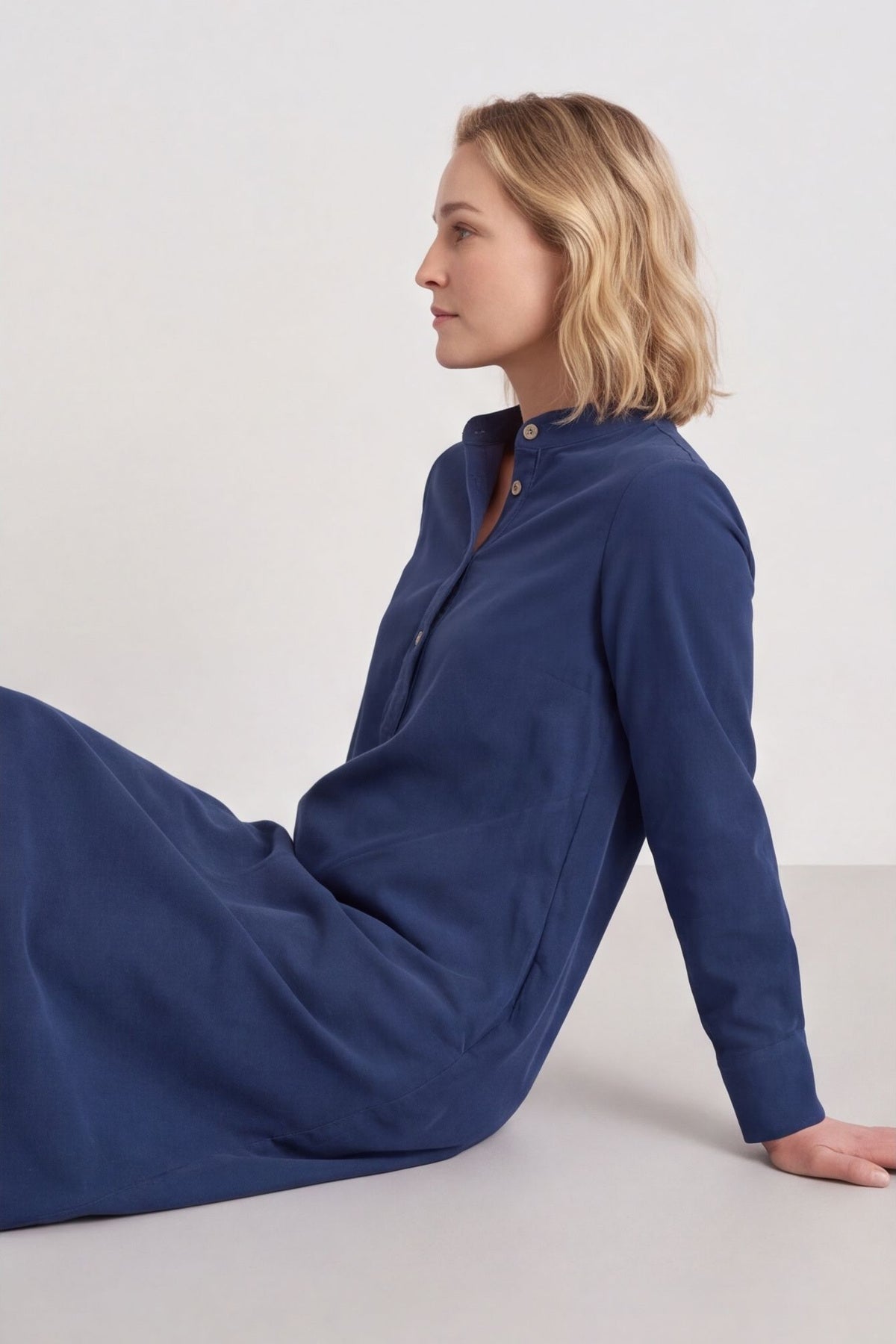 Ruby Needlecord Button Navy Dress