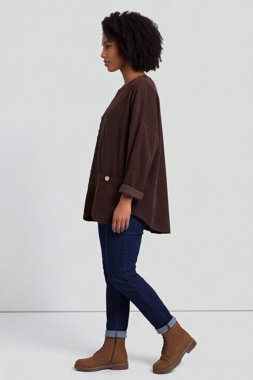 Jessa Needlecord Top Cocoa – image 2 of 6