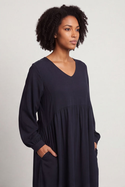 Eliza Cotton Dress Navy – image 2 of 6
