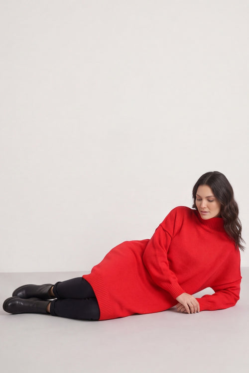 Bridie Polo Neck Knitted Tunic Red – image 2 of 6