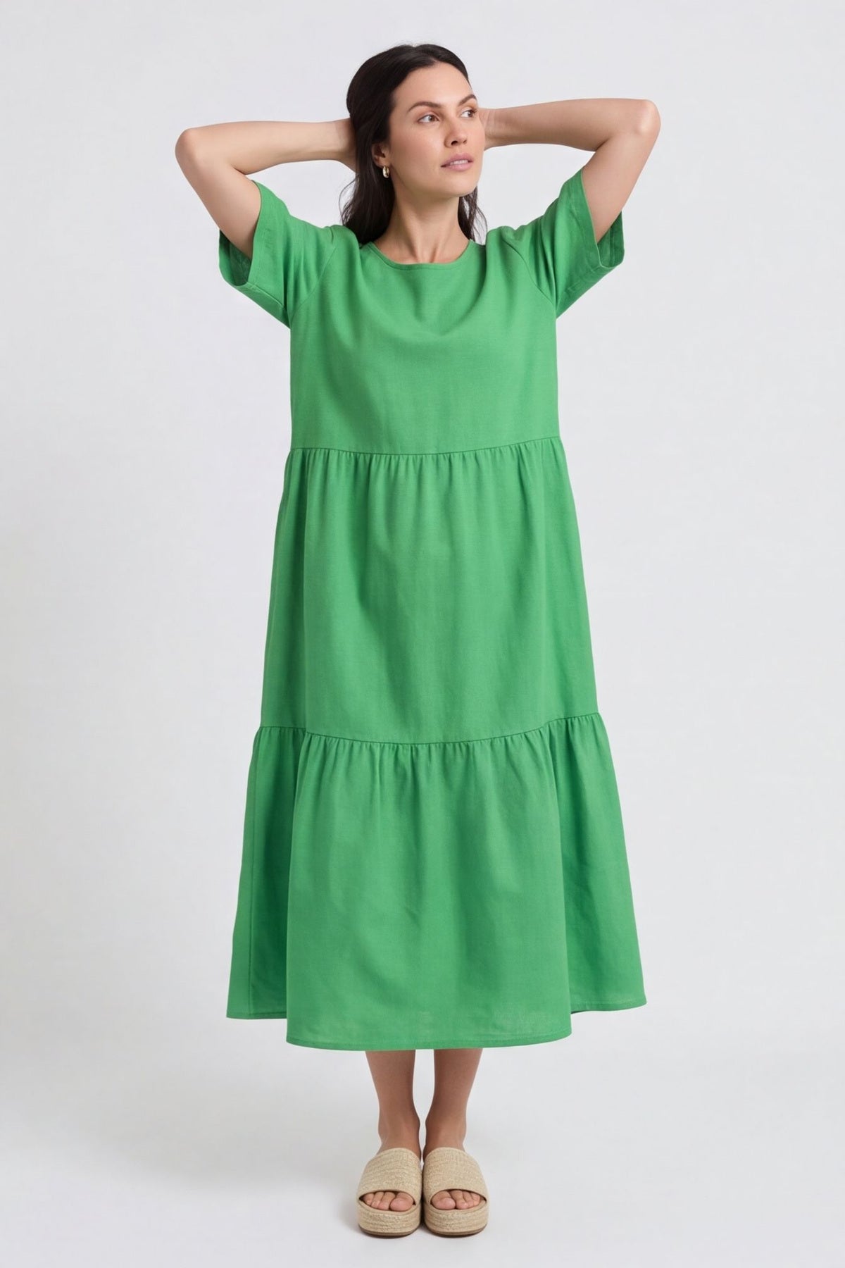 Nova Linen Dress Emerald – image 2 of 4