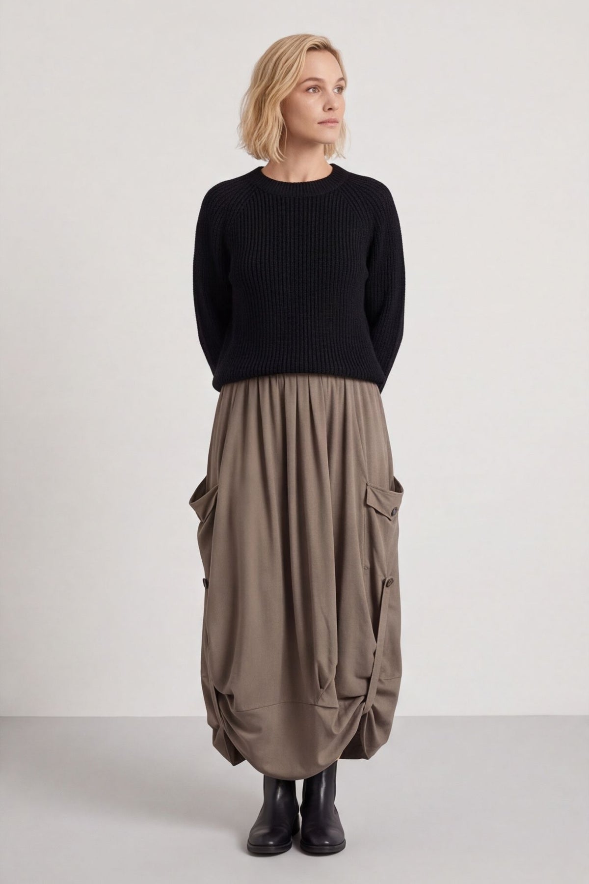 Lavone Cotton Skirt Mocha – image 2 of 5