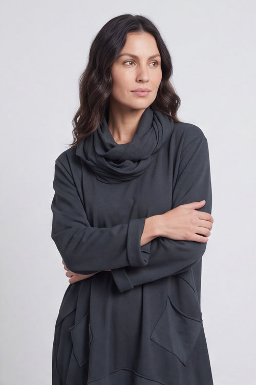 Rizo Snood Cotton Dress Charcoal – image 2 of 6