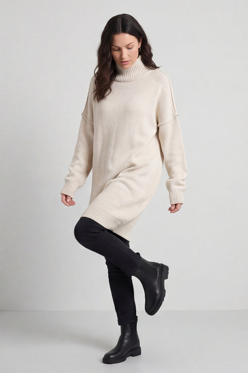 Bridie Polo Neck Knitted Tunic Stone – image 2 of 6