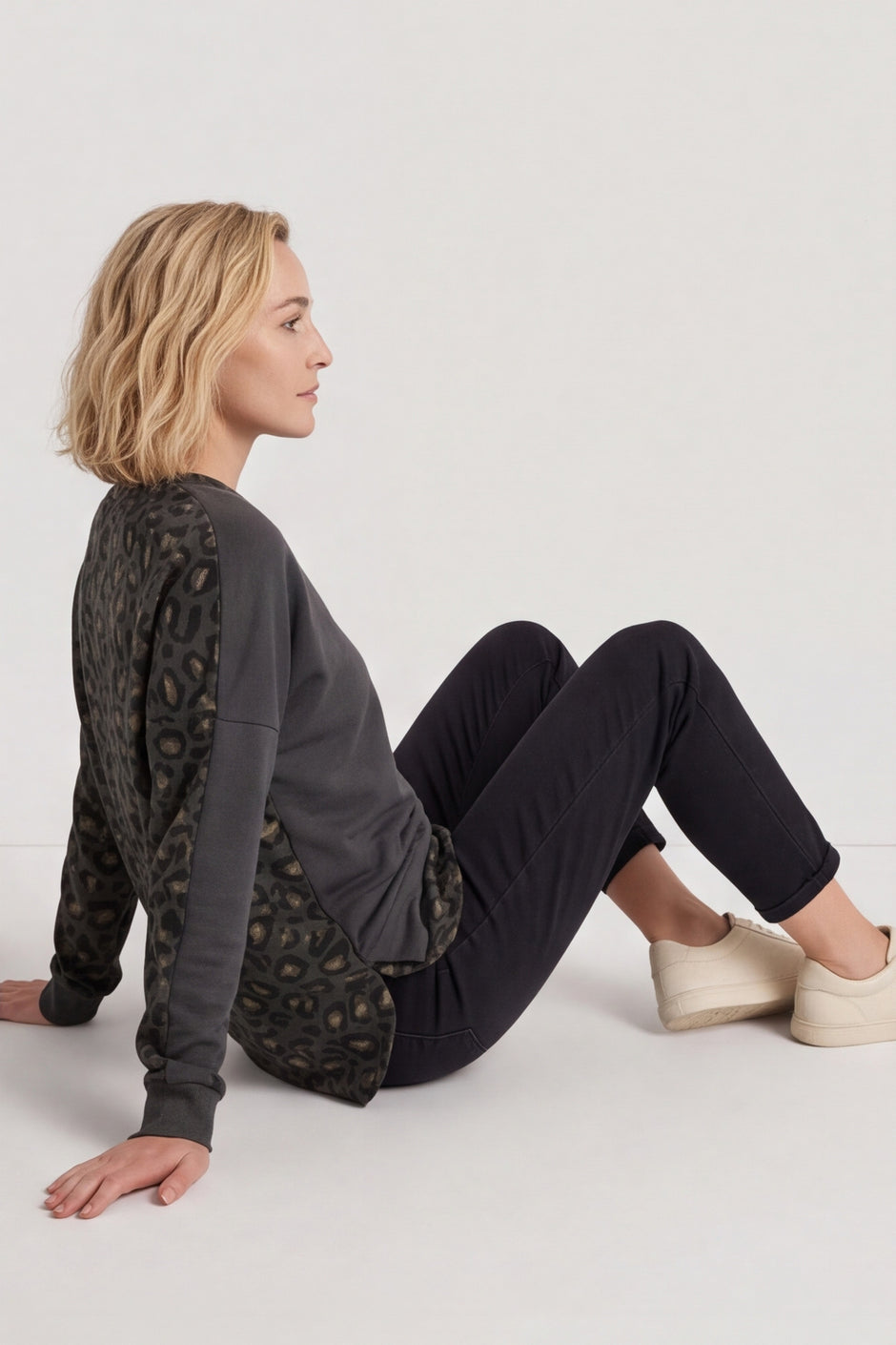 Nicky Leopard Print Cotton Top Mid Grey – image 2 of 5