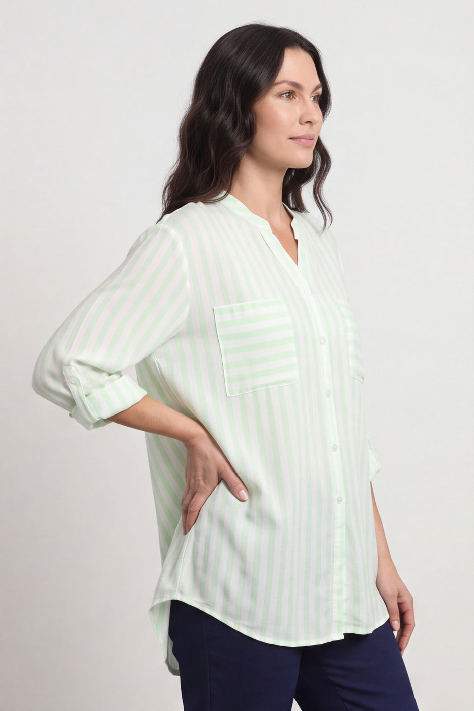 Jaynie Gingham Tie Front Shirt Green – image 2 of 6