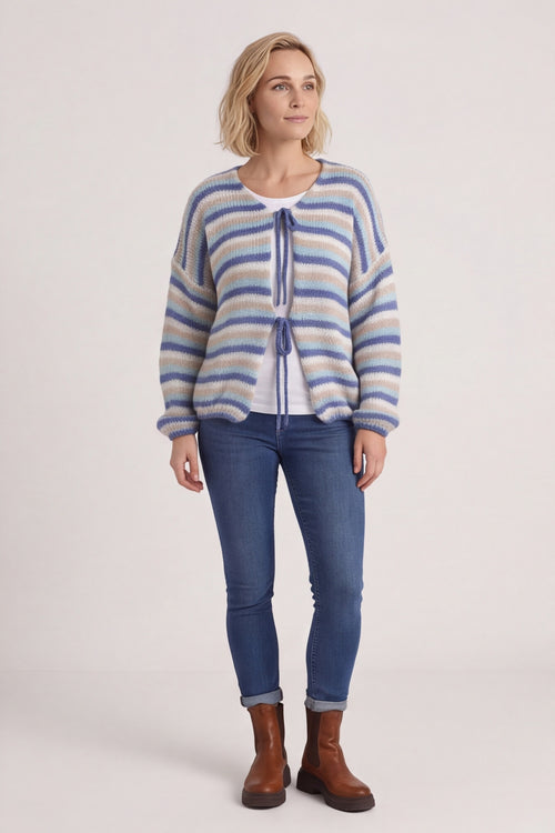 Merlyn Stripe Tie Knitted Cardigan Blue – image 2 of 6