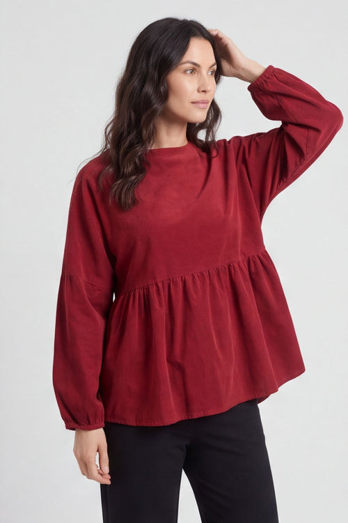 Geraldine Needlecord Top Wine – image 2 of 6