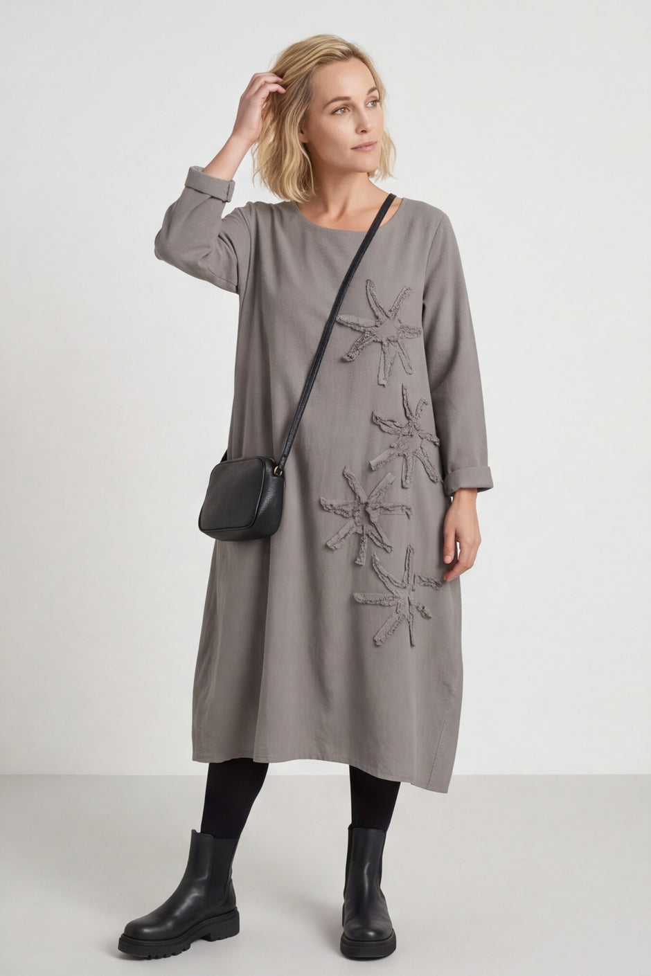 Florina Flower Patch Needlecord Dress Mocha – image 2 of 6