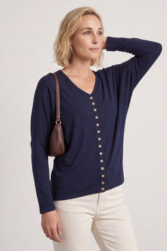 Blythe Button Detail Top Navy – image 2 of 6