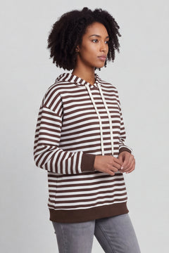 Selena Stripe Hooded Top Cocoa – image 2 of 6