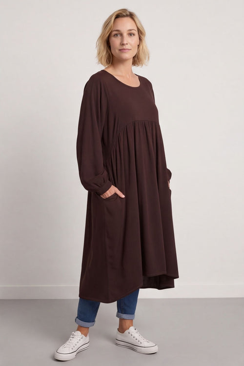 Eliza Cotton Dress Cocoa – image 1 of 4