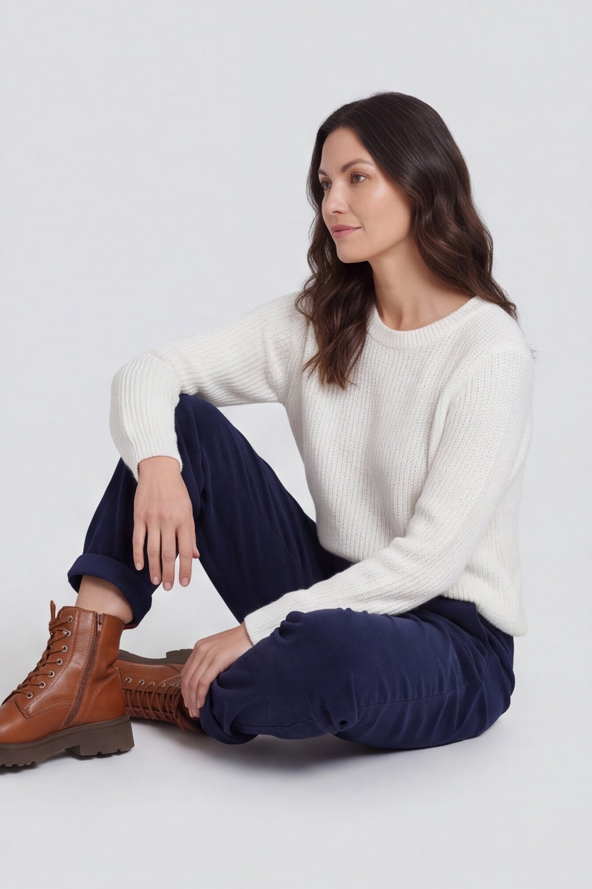 Carmella Needlecord Trousers Navy – image 2 of 6